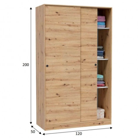 Armario 2 Puertas Correderas 120 cm Roble Nodi ¡Envío Gratis! Mobelcenter