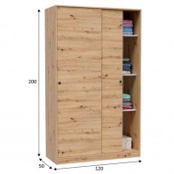 Armario 2 Puertas Correderas 120 cm Roble Nodi ¡Envío Gratis! Mobelcenter