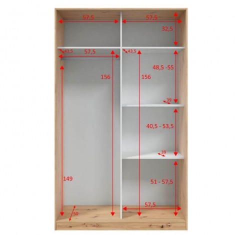 Armario 2 Puertas Correderas 120 cm Roble Nodi ¡Envío Gratis! Mobelcenter