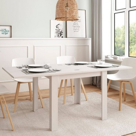 Mesa Comedor Cuadrada 90x90 Extensible Blanco Polar ¡Envío Gratis! Mobelcenter
