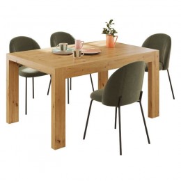 Mesa comedor extensible acabada en color artisan con patas en forma de L