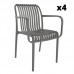 Pack 4 sillas Habana exterior con resposabrazos en color grafito