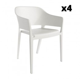 Pack 4 sillas exterior Valeta en color blanco con respaldo envolvente