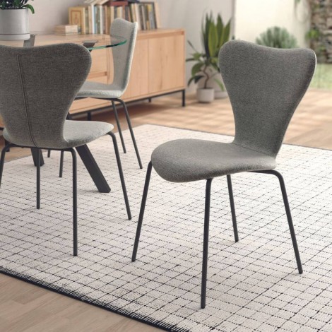 Pack 4 Sillas Seúl para salón o comedor en color gris con patas de metal negras