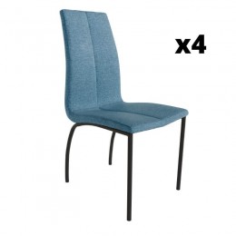 Pack 4 Sillas Niza para salón o comedor en color azul con patas de metal negras