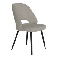 Pack 2 Sillas Sicilia para salón o comedor en color perla con patas de metal negras