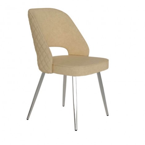 Pack 2 Sillas Nápoles para salón o comedor en color crema con patas de metal cromadas