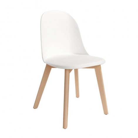 Pack 4 Sillas Miami para salón o comedor en color blanco con patas de madera maciza