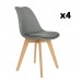 Pack 4 Sillas Amsterdam para salón o comedor en color gris con patas de madera maciza