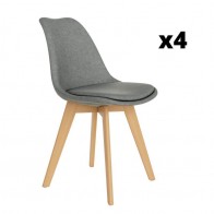 Pack 4 Sillas Amsterdam para salón o comedor en color gris con patas de madera maciza