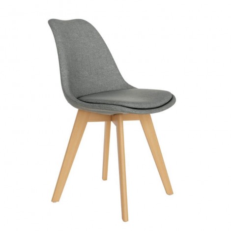 Pack 4 Sillas Amsterdam para salón o comedor en color gris con patas de madera maciza