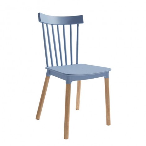 Pack 4 Sillas Dublín para salón, cocina o comedor en azulón con patas de madera maciza