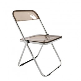 Silla plegable cuzco con asiento y respaldo de resina fumé y estructura de metal cromado