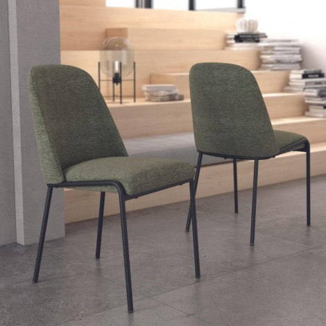 Pack 4 Sillas Atlanta para salón o comedor en color verde con patas metálicas negras