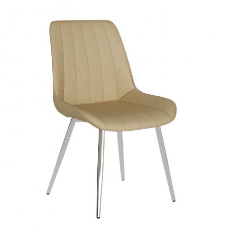 Pack 2 Sillas Estambul para salón o comedor en color crema con patas de metal cromadas