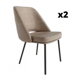 Pack 2 Sillas Beirut para salón o comedor en color marrón con patas de metal negras