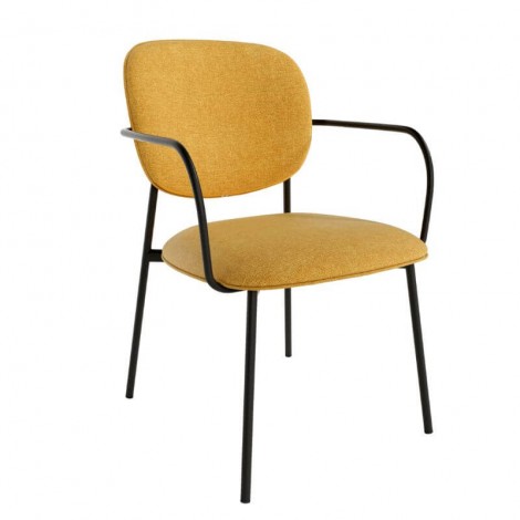 Pack 2 Sillas Osaka para salón o comedor en color mostaza con patas de metal negras