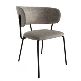 Silla Quebec para salón o comedor en color gris con patas de metal negras