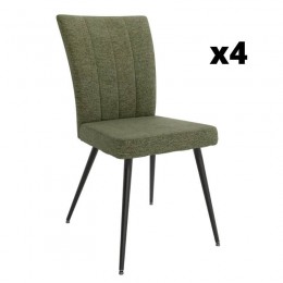 Pack 4 Sillas Dallas para salón o comedor en color verde con patas de metal negras