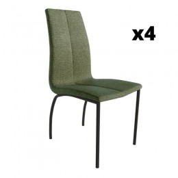 Pack 4 Sillas Niza para salón o comedor en color verde con patas de metal negras