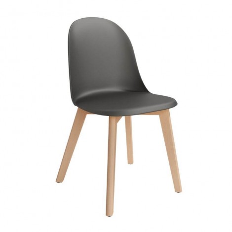 Pack 4 Sillas Miami para salón o comedor en color grafito con patas de madera maciza