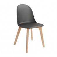 Pack 4 Sillas Miami para salón o comedor en color grafito con patas de madera maciza