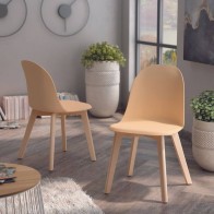 Pack 4 Sillas Miami para salón o comedor en color amarillo con patas de madera maciza