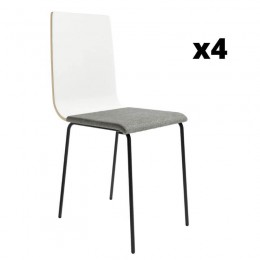 Pack 4 Sillas Dubai para salón o comedor en color soul blanco con patas de metal negras