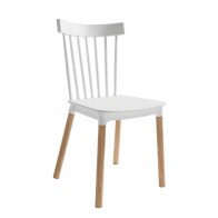 Pack 4 Sillas Dublín para salón, cocina o comedor en blanco con patas de madera maciza
