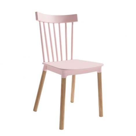 Pack 4 Sillas Dublín para salón, cocina o comedor en rosa con patas de madera maciza